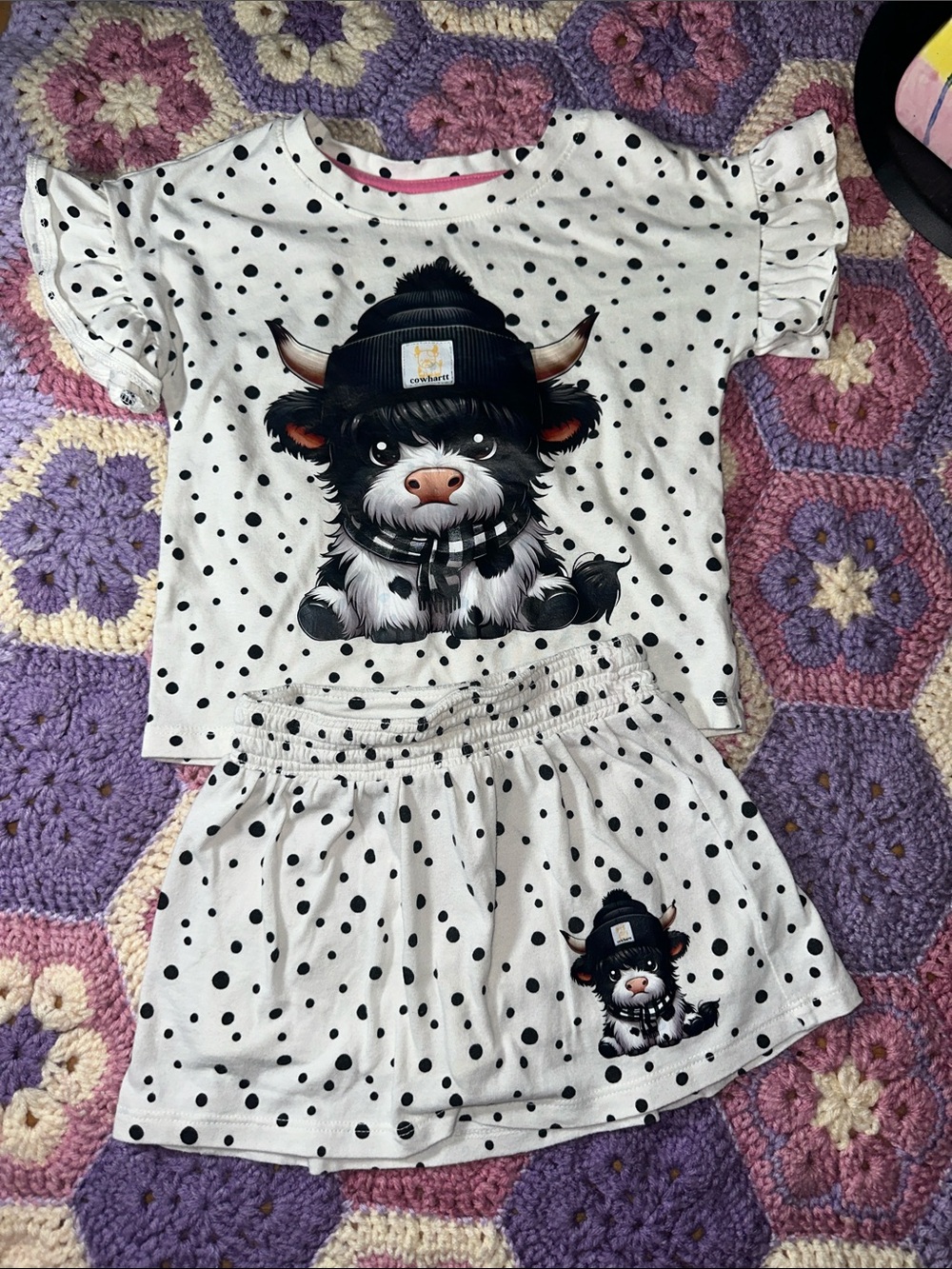 🎉Cat & Jack White and Black Polka Dot Cowharrt images. One of a kind. C315